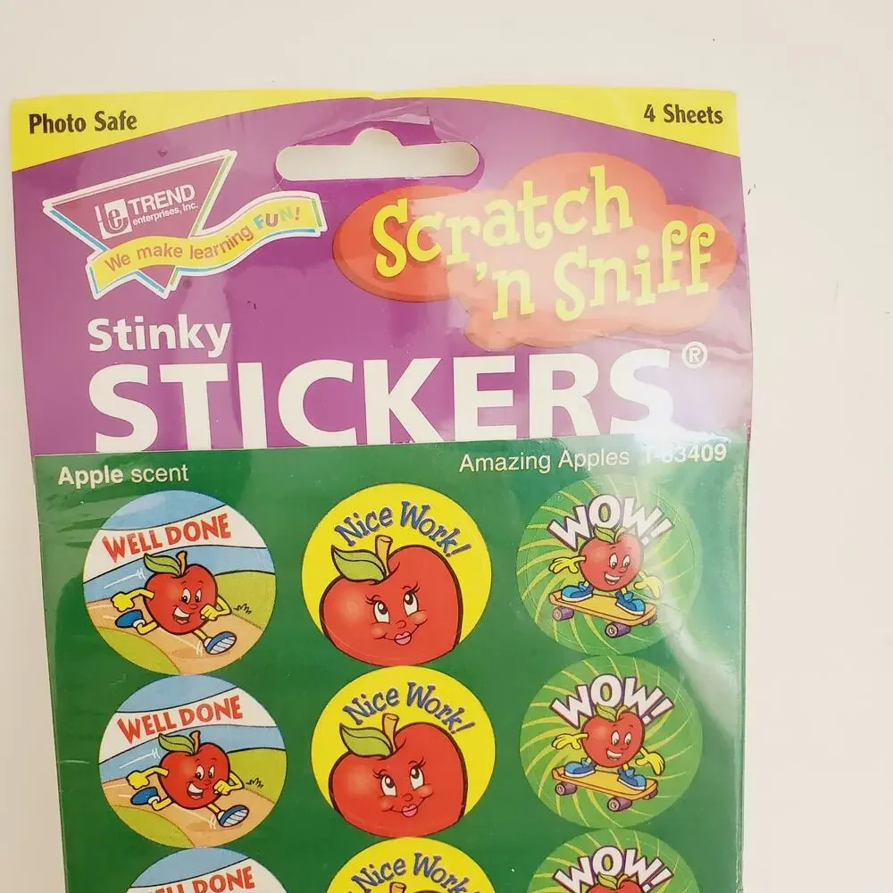 TREND Stinky Scratch 'N Sniff Sticker Matte 4 Sheets Amazing Apples Apple Scent